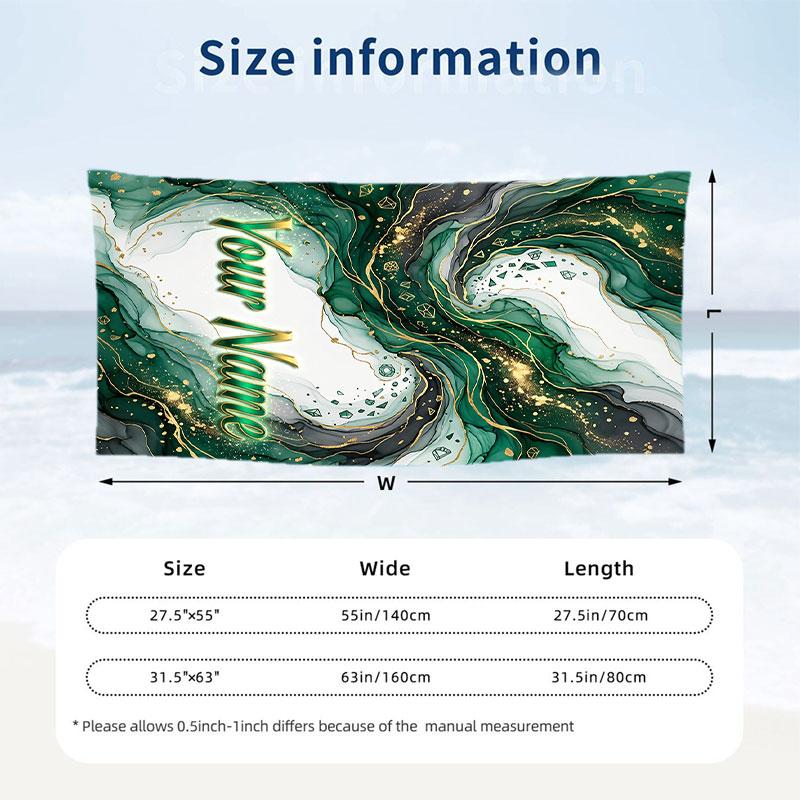 Decorative Artwork Theme Beach Towel Personalized Custom Name & Text Soft Quick Dry Beach Towel for Swimming Travel