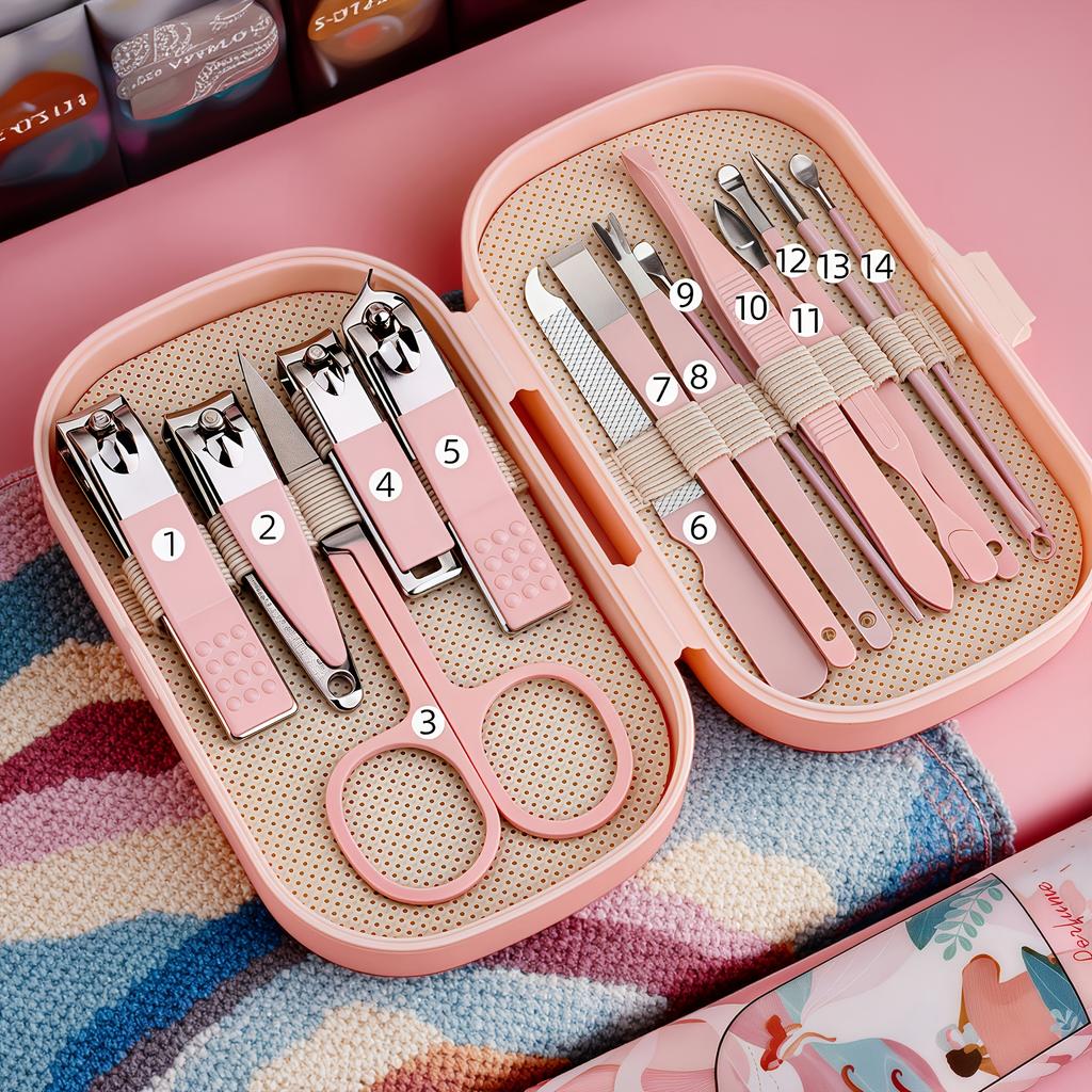 Stainless Steel Nail Clipper Set with Storage Ergonomic Design Straight Blade Durable Manicure Tool Christmas Gift