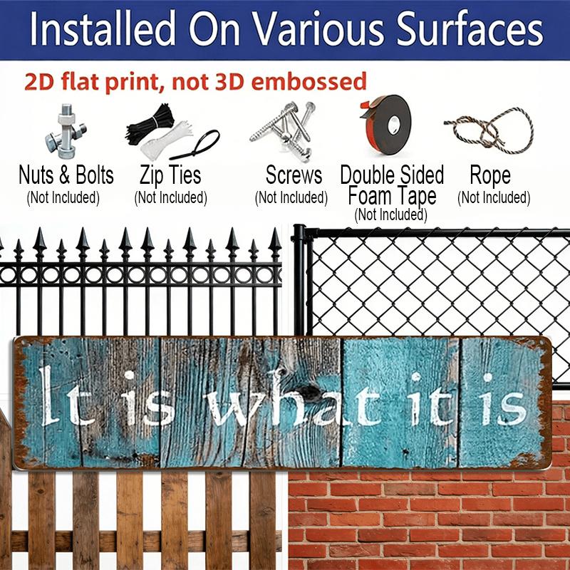 15.7×3.94inch Rustic Teal Aluminum Sign "IT IS WHAT IT IS" - UV Printed, Aluminum Decorative Sign, Vintage Decor for Home, Garage, Cafe, Restaurant