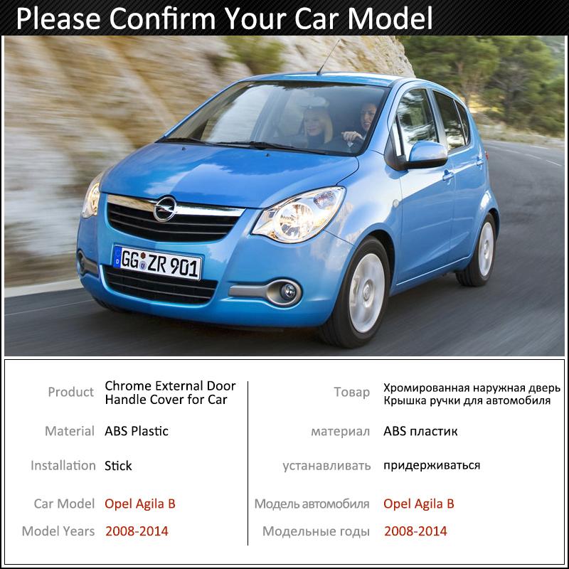 Black Carbon Fiber Door Handle Cover for Opel Agila B Vauxhall 2008~2014 2011 2012 2013 Accessories Stickers Trim Set Chrome