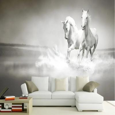 Wallpaper Photo Black And White White Horse Background Wall Painting Home Decorliving Room Bedroom 3d Wallpaper