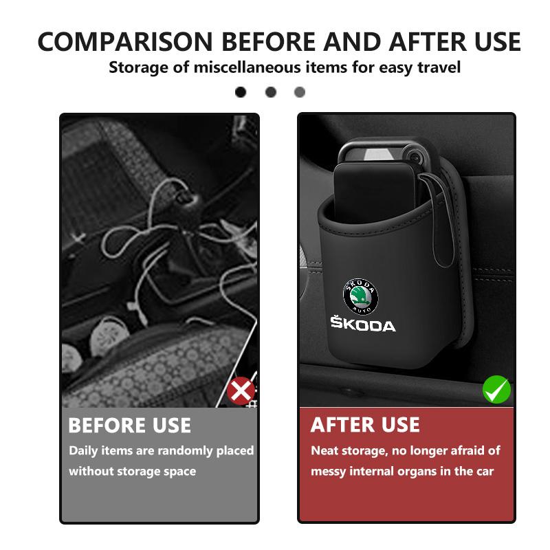 ADT1 For Skoda Car Door Cup Holder Leather Automotive Drink Rack Storage Bin Octavia A5 A7 RS Fabia Superb Rapid Karoq