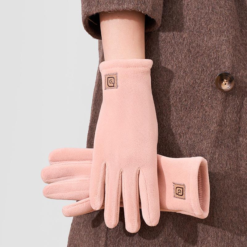 

Plush thermal gloves women s winter 2025 new high-value cycling windproof and cold-proof touch screen driving cotton gloves розовый