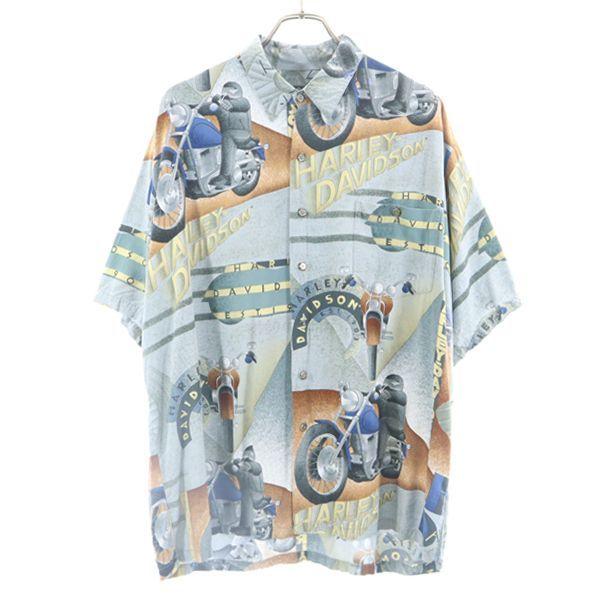 HARLEY DAVIDSON Made in USA Bike Pattern All-over pattern Short sleeve shirt Men's Used