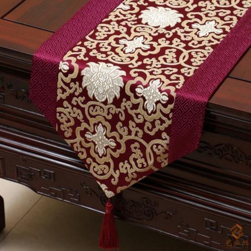 Steagul de masă de țesut din brocart chinezesc Moda simplu Steagul de masă rurală Tesatura de masă de ceai Tesatura de masă pentru masă