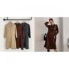 Shop   Women Wool CollAr Neck Button Open Shirring A Line Midi Dress dArk Grey  