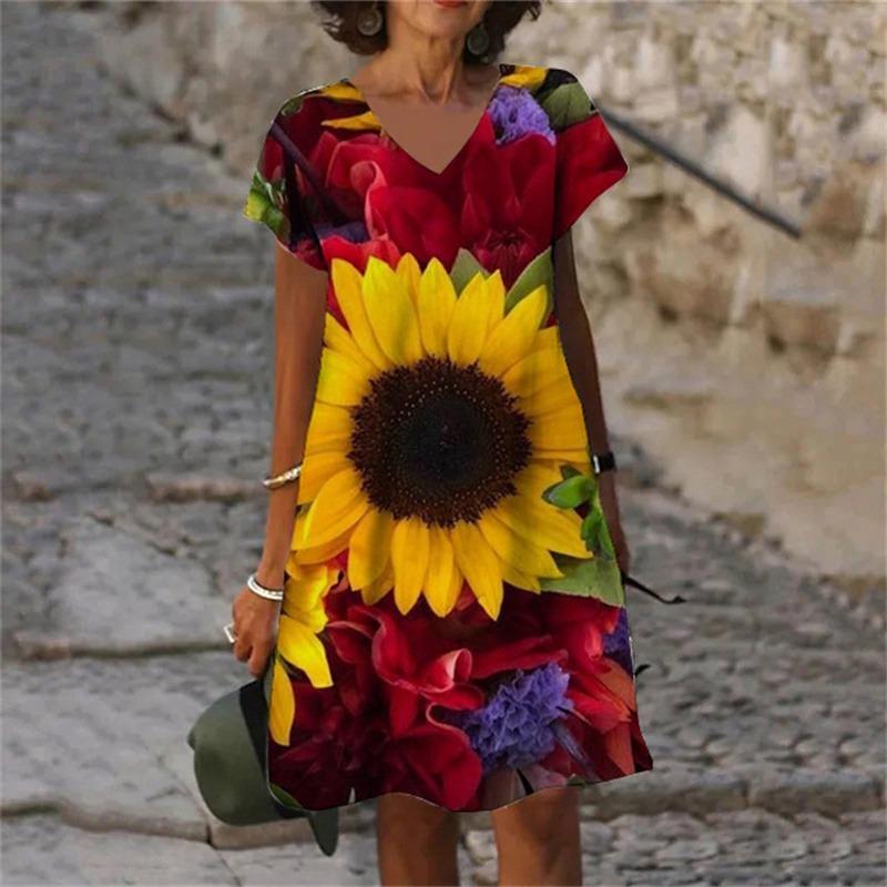 

Rose FloralGreen Leaves Plant Flowers 3D Print Women Dress Oversized Summer Vintage Short Sleeve V-Neck A-Line Dresses 6XL