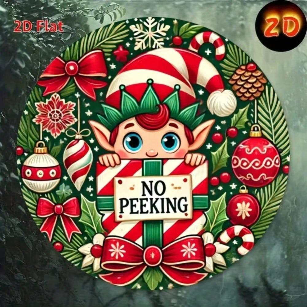 Metal Wall Art See-No-Evil Elf Holiday Sign Festive Ornaments Decor