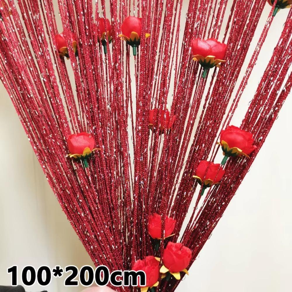 100x200cm Vestibule String Curtains Rose Flower Divider Curtains Door Line Curtain For Living Room