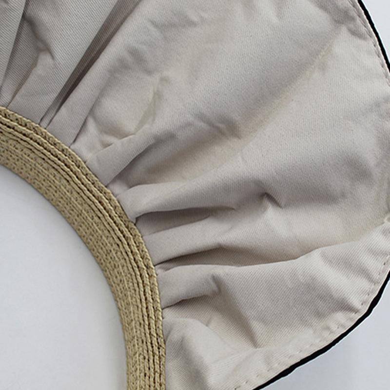 Summer Travel Sunshade Sunblock Hat Large Eaves Anti-Uv Temperament All Empty Top Hat Tidal Sun Hat Children'S Straw Hat