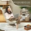Swivel Floor Chair, 360 Degree, Folding Velvet, 5-Position Backrest, 70 x 62 x 95 cm, Beige