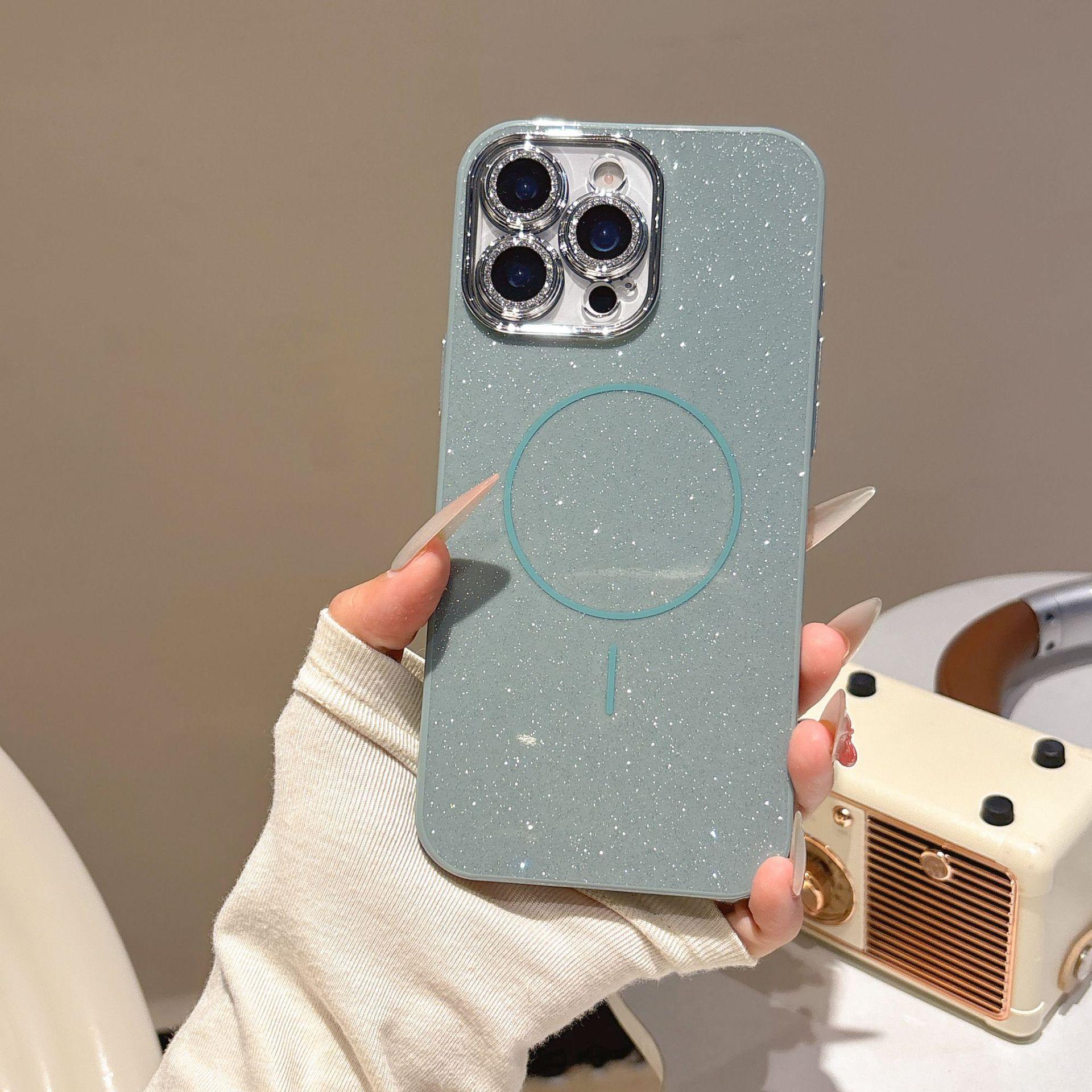 

Чехол с блестящей пудрой, тонкий, круглый, с магнитной застежкой, подходит для чехла мобильного телефона Apple 16e, IPhone 15, противоударный и устойчивый к царапинам, всесторонний, мягкий iPhone12promax