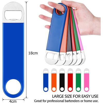 1Piece Bartender Bottle Opener Stainless Steel Beer Bottle Openers Rubber Flat Bottle Opener Heavy Duty Bar Opener YY048