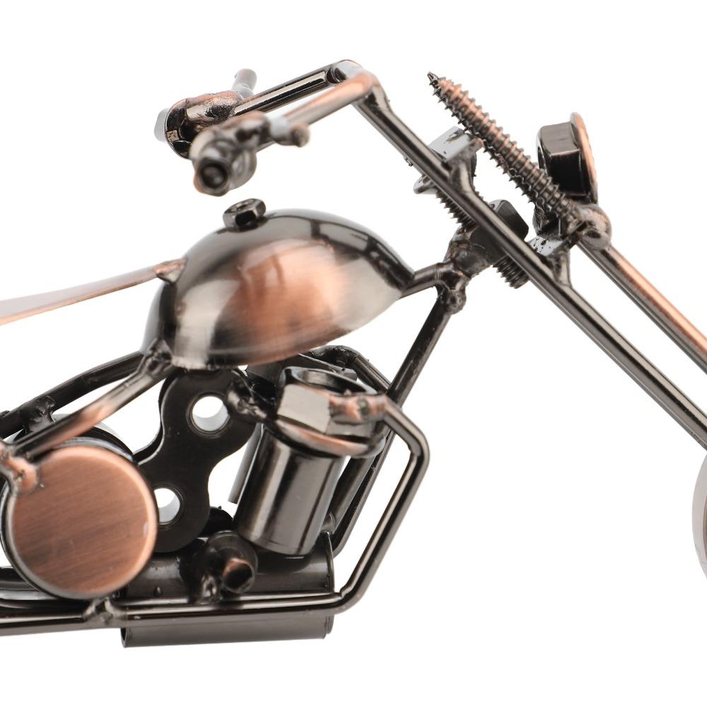 Movable Wheel Metal Motorcycle Model Handcrafted Metal Motorcycle Sculpture Home Decor