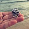 Retro Skull for Head Ring Exaggerated Mens Finger Rings Fashion Personality Joint Ring Hip Hop Ring Adjustable Open Size