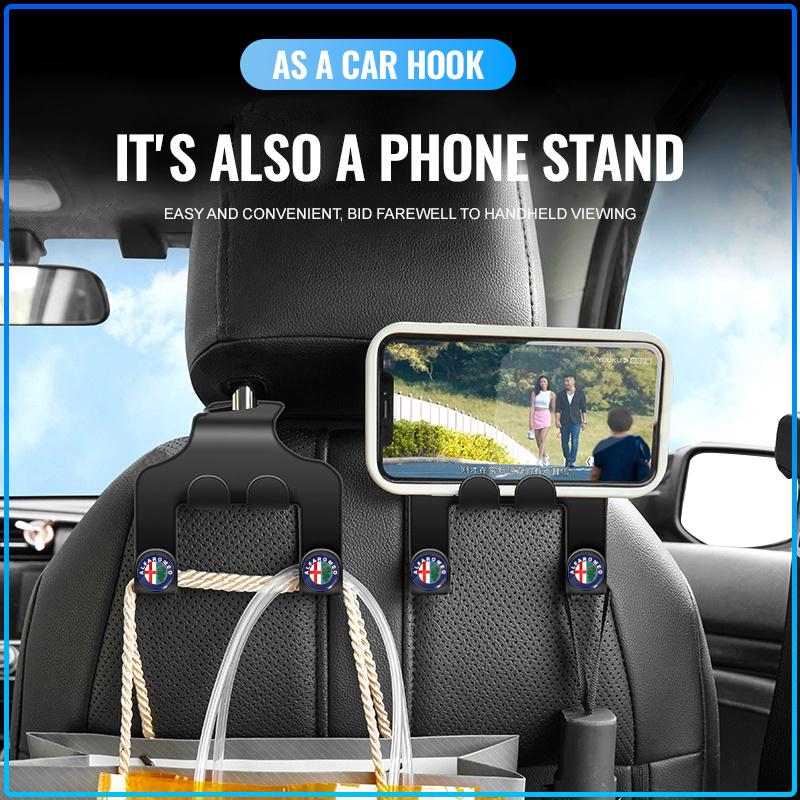 Car Seat Back Hooks Phone Holder Auto Portable Fastener Double Hooks For Alfa Romeo 147 159 Giulietta Giulia Mito Spider Alpha Nheadrest