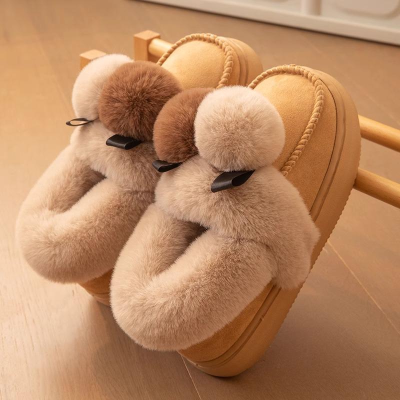 Cotton Slippers Bag Heel Outer Wear Fleece Thickened Indoor Home Non-slip Thick Sole Warm Plush Cotton Shoes