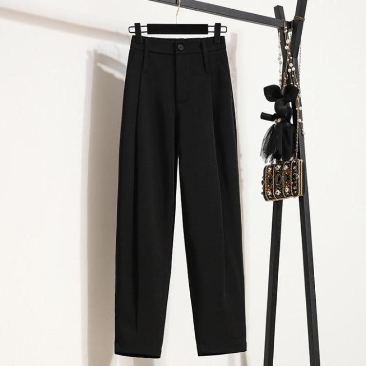 

Spring Vintage High Waist Wide Leg Pants Plus Size Women Loose Elastic Casual Trousers Basic Solid Black Long Pants 5XL 5XL чорний