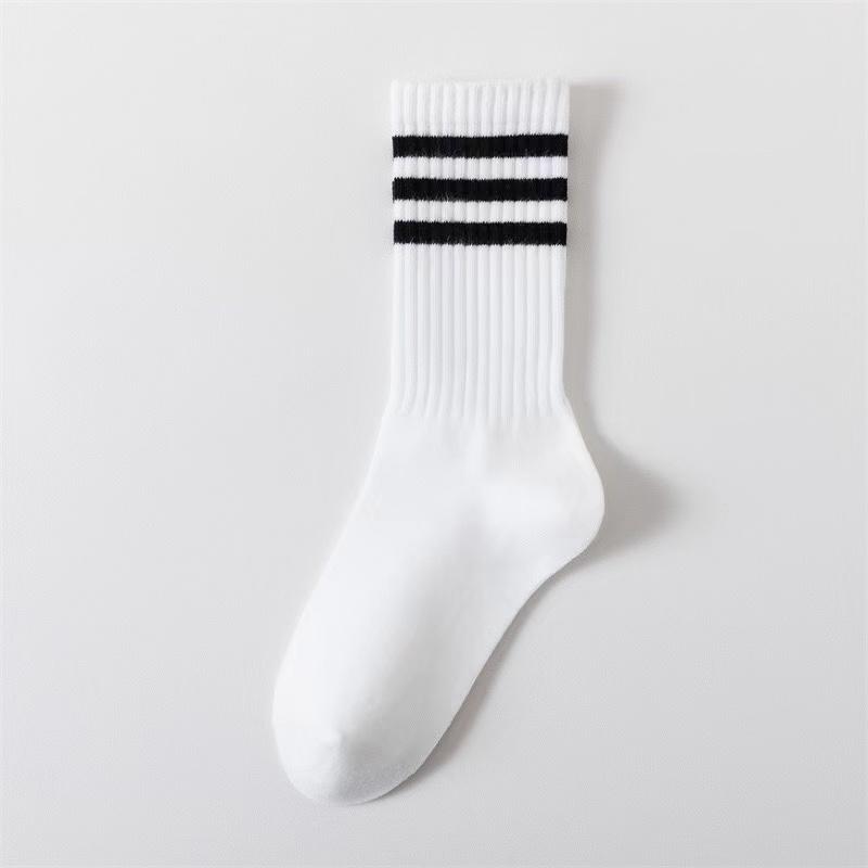 

Solid Color Women Middle Tube Socks Candy Color Trend Men Socks Pure Cotton Comfort Retro Thick Lines Winter Socks one size чёрный