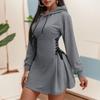 Herbst Damen Schlanke Taille Langes Kapuzen-Sweatshirt