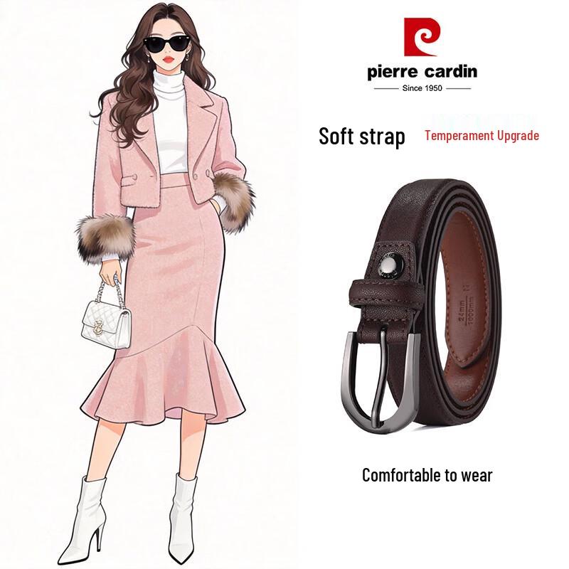 Pierre Cardin Women s Top-Grain Leather Pin Buckle Belt 100cm