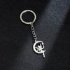 Stainless Steel Crescent Moon & Fairy Butterfly Magic Wand Keychain Pendant
