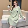Jacquard Sweet Princess Long Sleeve Mid-Length Lazy Sleepdress, Plus Size, Spring & Autumn