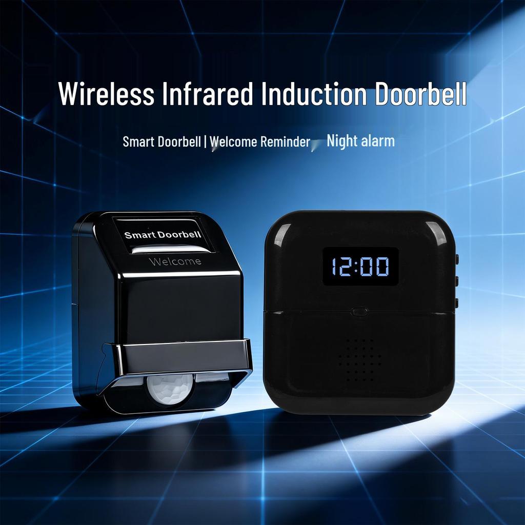Wireless Infrared Doorbell with Auto-Ring and Wide-Angle Sensor for Homes and Shops