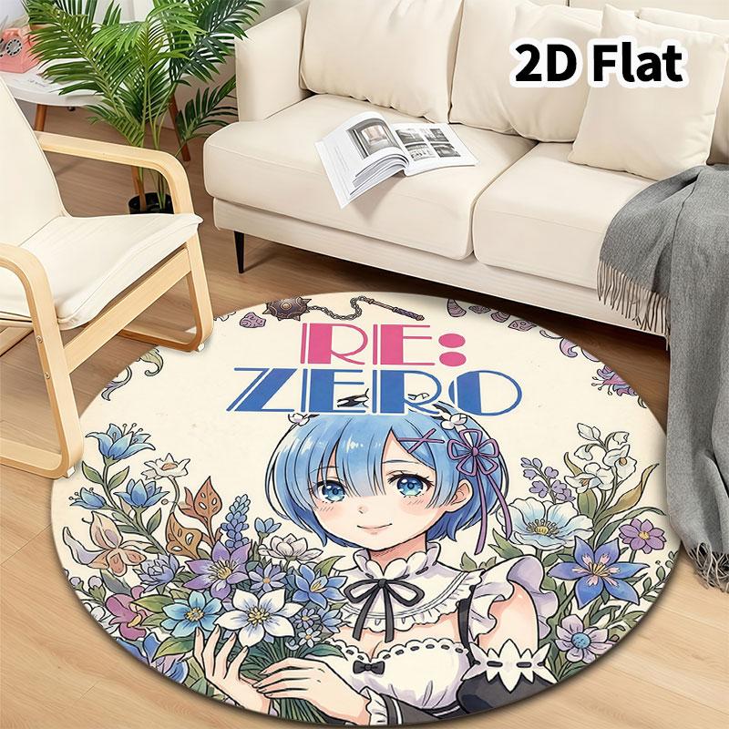 Re Zero Round Area Rug Carpet Rug For Living Room Bedroom Sofa Playroom Decor Nonslip Floor Mat