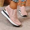 Fashion Hollow Out Breathable Wedge Sneakers for Women Lightweight Non Slip Vulcanize Shoes Woman Plus Size Comfort Slip On Casual Shoes