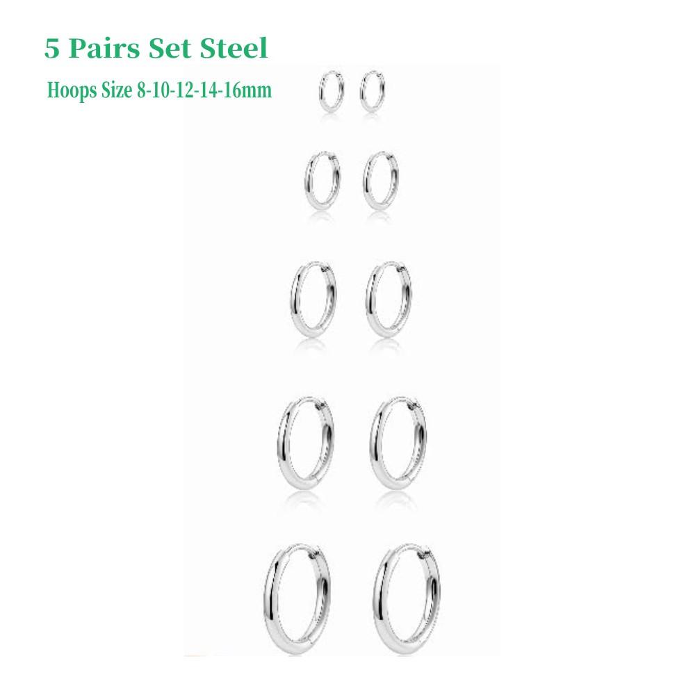 

5 пар серег-колец хагги с покрытием из 14-каратного золота для женщин и мужчин, маленькие кольца, повседневные украшения, набор для пирсинга в несколько проколов