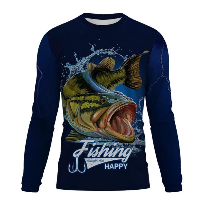 2024 Herren Angelshirt UV-Schutz Rundhals-Top, UPF50+ Herren Langarm Angelshirt/Sommer Outdoor-Sport Herrenbekleidung