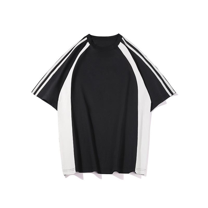 

Футболка с короткими рукавами, спортивная, быстросохнущая, с цветными блоками, дышащая, с короткими рукавами для мужчин, летняя, облегающая, повседневная, с короткими рукавами M чёрный