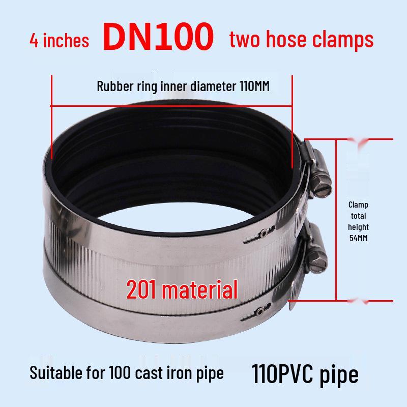 Heavy-Duty Stainless Steel and Cast Iron Flexible Pipe Clamp for Sewer and Drain Pipes