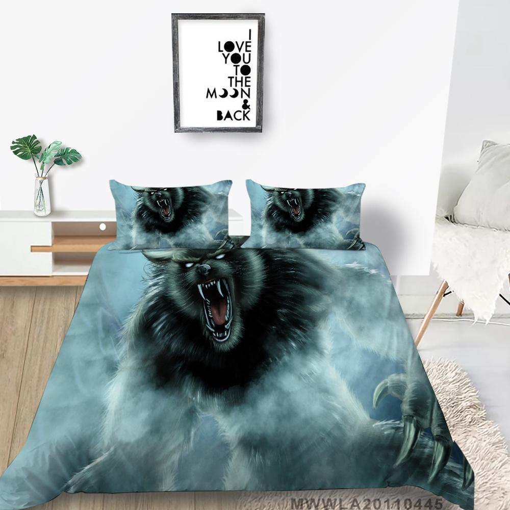 2023 New Style Wolf Print Bed Quilt Cover Comforter Duvet Covers Breathable Kids Friend Gift Cool Creative Home Decor Washable Bedclothes