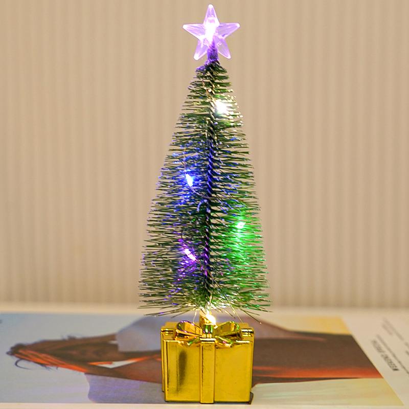 1Pc Night Light New Year Party Christmas Tree Mini Colorful Luminous Xmas Tree DIY Home Decor Candle Lamps Ornaments LED