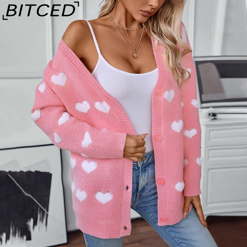 BITCED Knit Cardigan - Mid-Length Button-Up Sweater for Women: Sweet and Fashionable for Fall/Winter