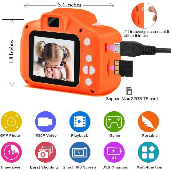 Kids Digital Camera, Christmas Birthday Gifts for Boys Age 3-9, HD Digital Video Cameras for Toddler, Portable Toy for 3 4 5 6 7 8 Year Old Boy with