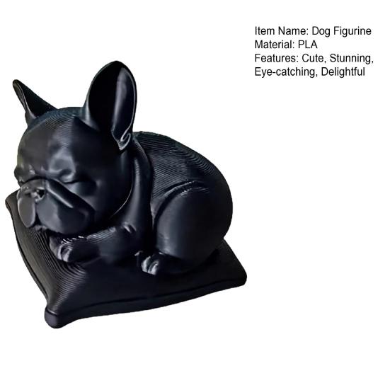 3D Printed Bulldog Figurine, Cute Sleeping Dog Statue, Collectible Animal Ornaments for Car, Office Desk Decor