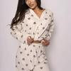 Jesienno-zimowy ciepły 2-częściowy zestaw piżam dla kobiet Bielizna nocna Love Printed Long-Sleeve Shirt i długie spodnie Zestaw Loungewear