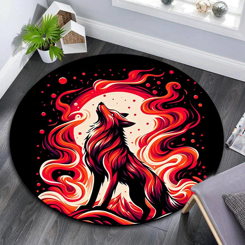 

1pc Soft, Absorbent & Non Slip Fire Fox in the Dark Night Round Rug Soft Circle Rug for Living Room & Bedroom Decor, Chair Mats, and Unforge 80cm by 80cm