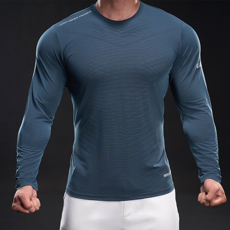 New Quick-drying Men's Ice Silk Long-sleeved T-shirt Men's Casual Sports Elastic Fitness Outdoor T-shirt Top