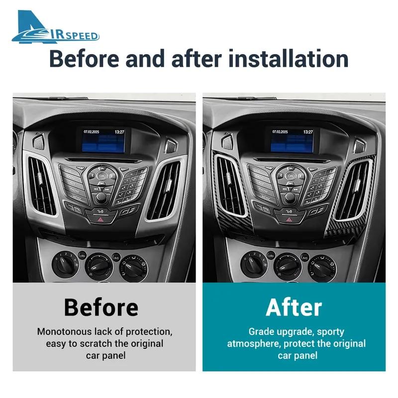 For Ford Focus SE ST MK3 2012 2013 2014 Real Soft Carbon Fiber Trim Sticker LHD Car Central Control Air Outlet Frame Accessories