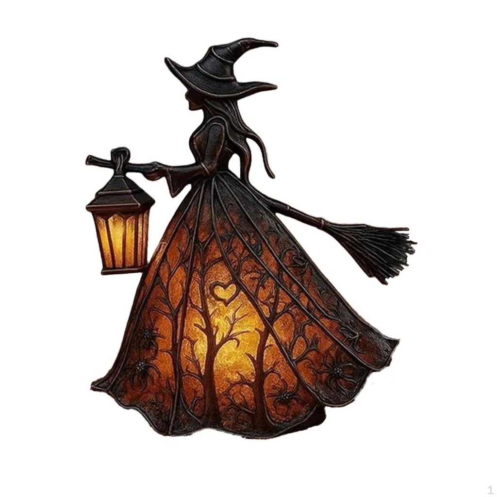 Halloween Witch Lamp with Holding Lantern Decor for Outdoor Home Porch
