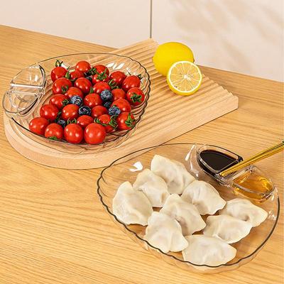 Suppenknödel-Teller Transparenter Knödel-Teller Für Küche Haushalt Servierteller Mit Dip-Schälchen Tragbarer Pommes-Teller Für