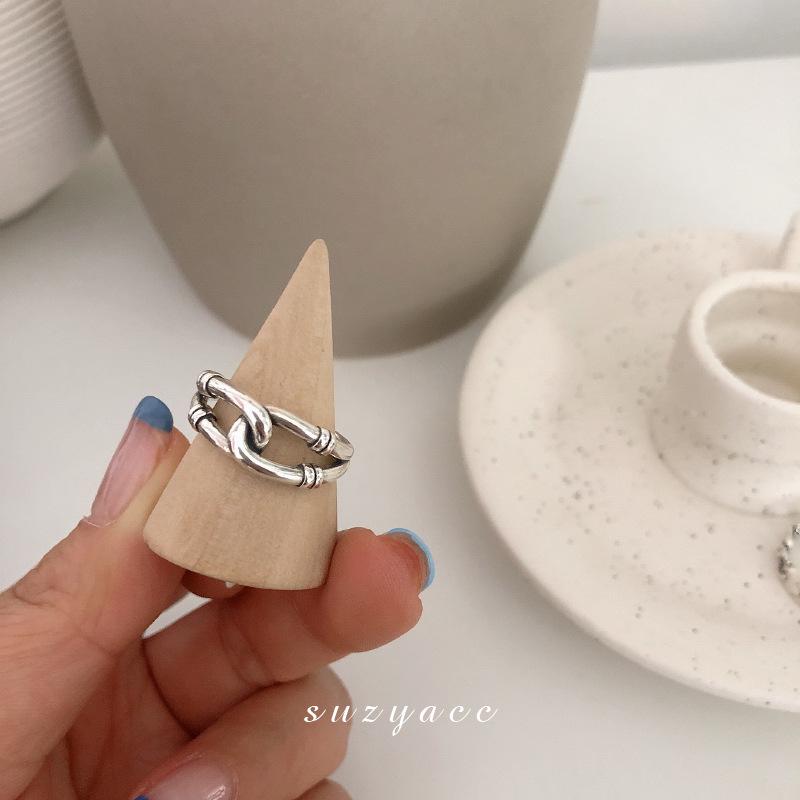 

Кольцо Suchuang S925 Sterling Silver Open Chain Cross Ring - корейский стиль Ins для женщин Open Adjustable