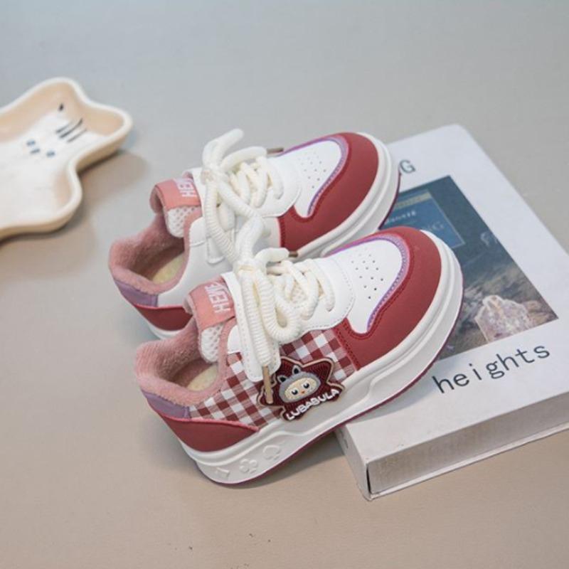 Autumn and Winter Girls' Fleece-lined Warm Sports Shoes Fashionable Double-cotton Shoes Children's Casual Sneakers