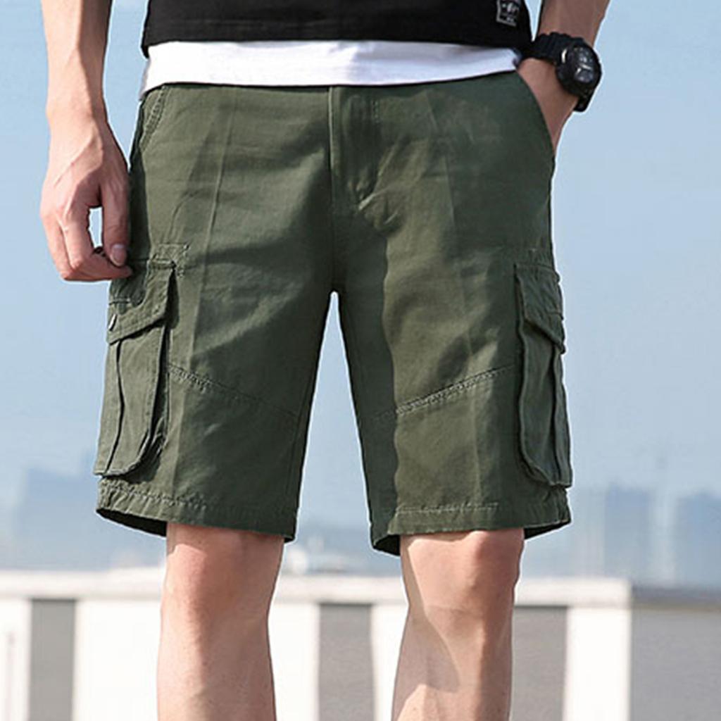 Men's Fashion Color Pocket Pants Cotton Cargo Shorts Overalls Shorts