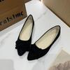2025 Women's Solid Color Floral Pointed Flat Cloth Shoes with Embroidered Design In Large Sizes