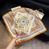 Silk scarf women's spring and autumn decoration versatile ins simple style striped square scarf streamer simulation silk fashion scarf scarf scarf
